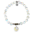 White Selenite Gemstone Bracelet with Radiant Soul Sterling Silver Charm