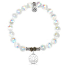 White Selenite Gemstone Bracelet with Resilience Sterling Silver Charm