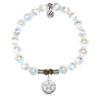 White Selenite Gemstone Bracelet with Sand Dollar CZ Sterling Silver Charm