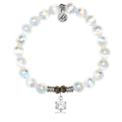 White Selenite Gemstone Bracelet with Shine Like A Diamond Sterling Silver Charm