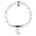 White Selenite Gemstone Bracelet with Wave Cutout Sterling Silver Charm