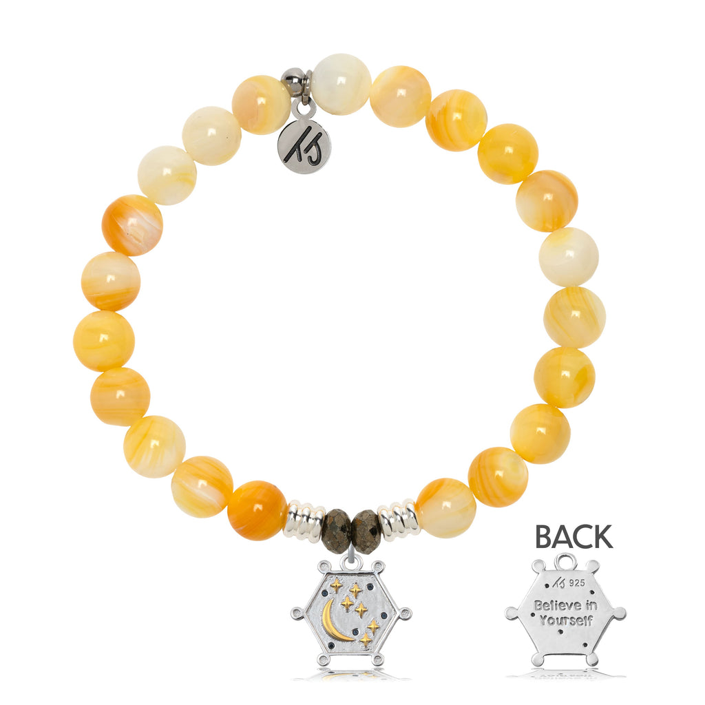 Yellow Shell Gemstone Bracelet with Believe in Yourself Sterling Silver Charm