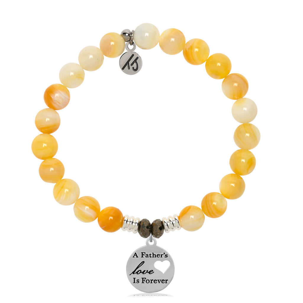 Yellow Shell Gemstone Bracelet with Father's Love Sterling Silver Charm