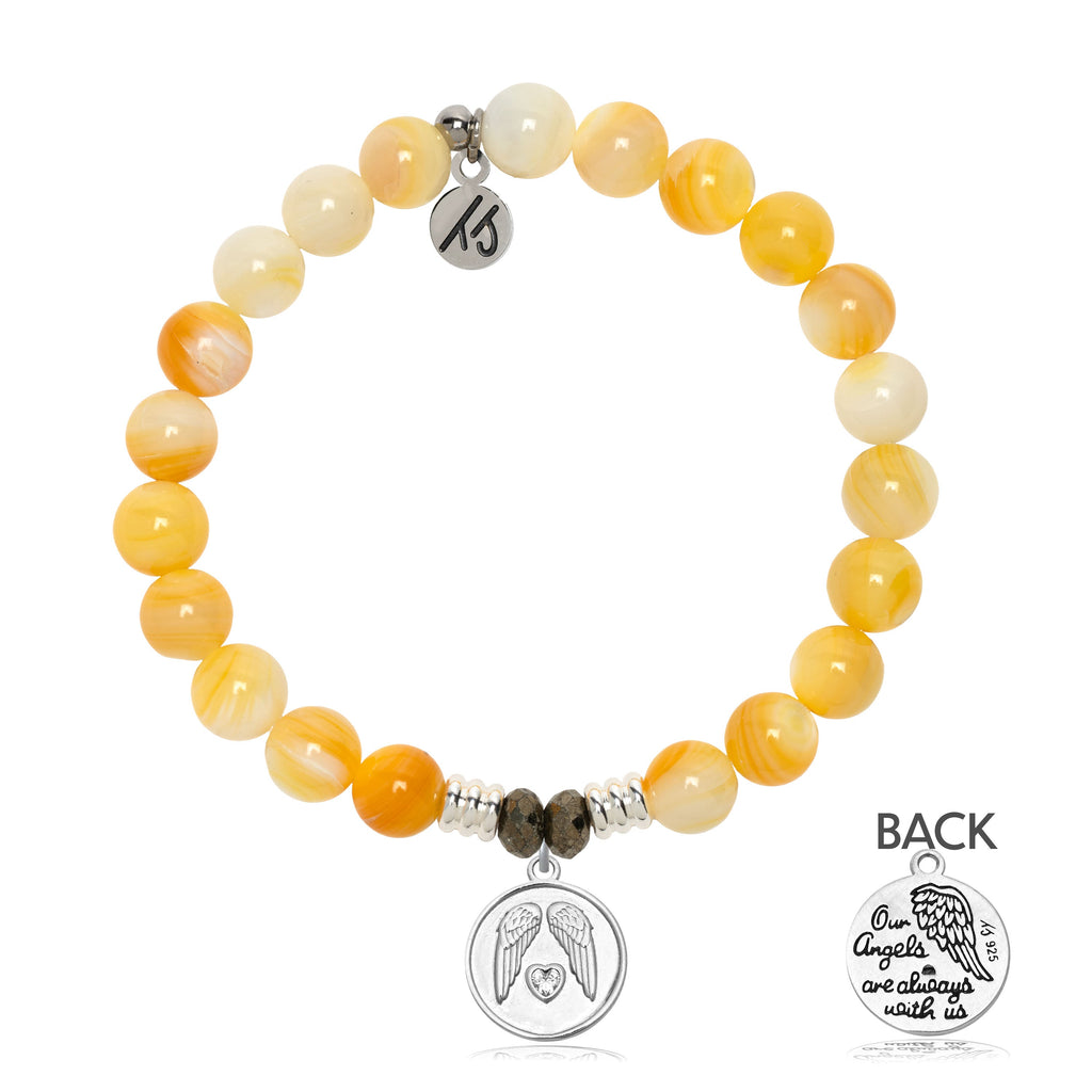 Yellow Shell Gemstone Bracelet with Guardian Sterling Silver Charm