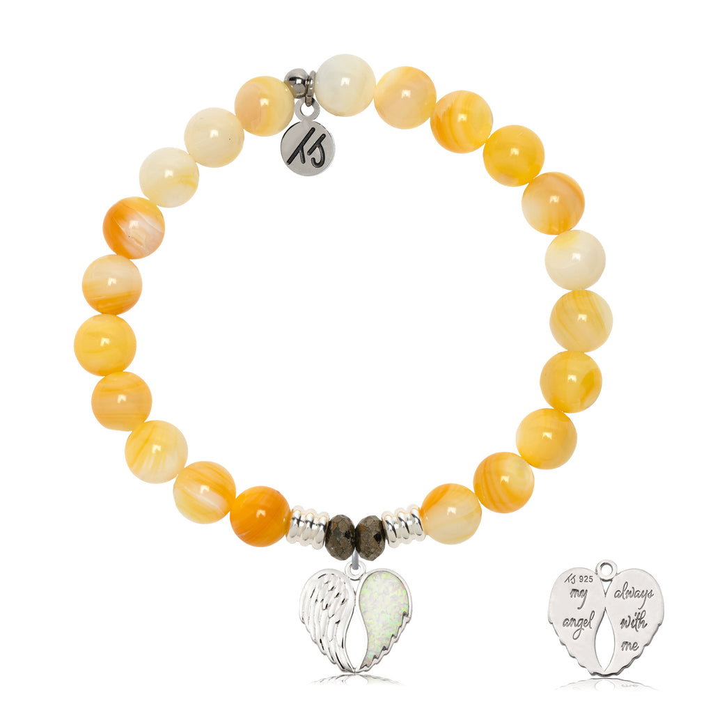 Yellow Shell Gemstone Bracelet with My Angel Sterling Silver Charm