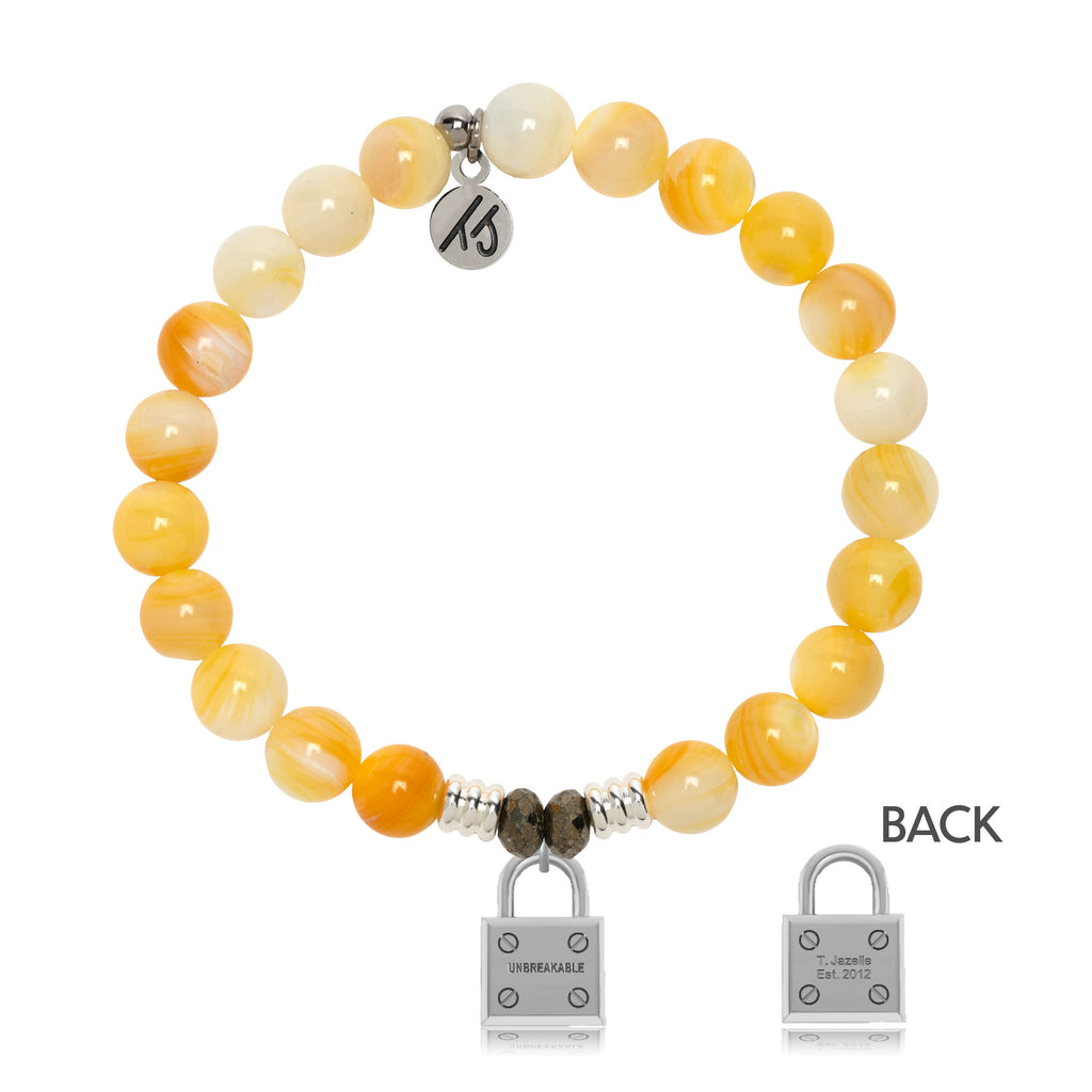 Yellow Shell Gemstone Bracelet with Unbreakable Sterling Silver Charm