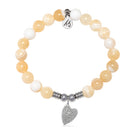 You are Loved Charm with Yellow White Jade Gemstone Bracelet