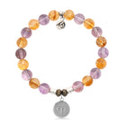 Zodiac Collection: Amethyst Citrine Gemstone Bracelet with Aries Sterling Silver Charm