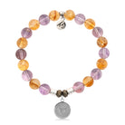 Zodiac Collection: Amethyst Citrine Gemstone Bracelet with Taurus Sterling Silver Charm