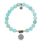 Zodiac Collection: Aqua Fire Agate Gemstone Bracelet with Pisces Sterling Silver Charm