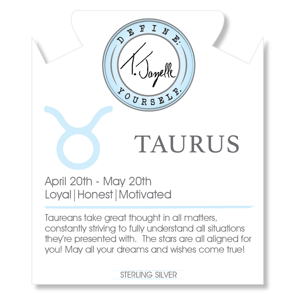 Zodiac Collection: Blue Aquamarine Gemstone Bracelet with Taurus Sterling Silver Charm