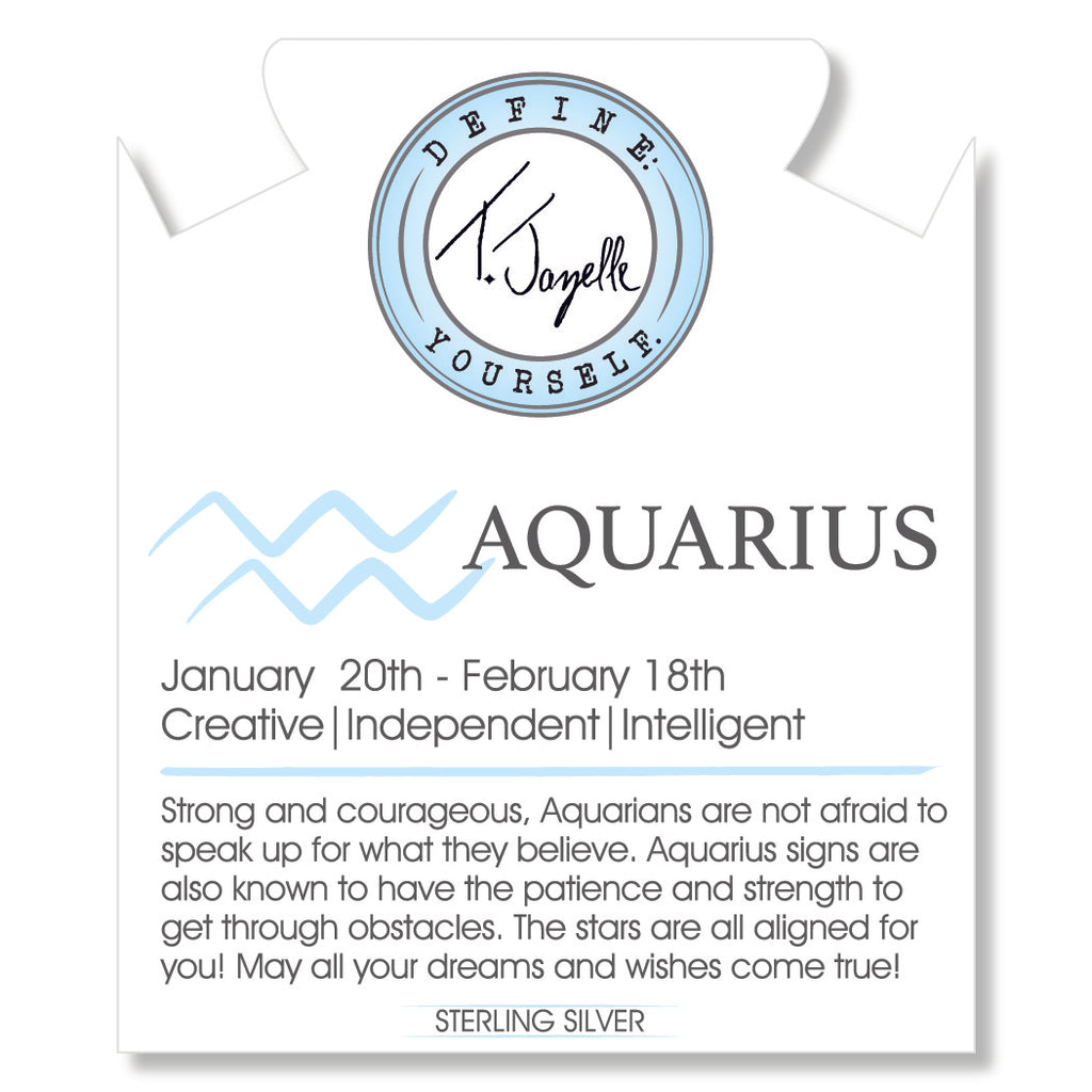 Zodiac Collection: Blue Calcite Gemstone Bracelet with Aquarius Sterling Silver Charm