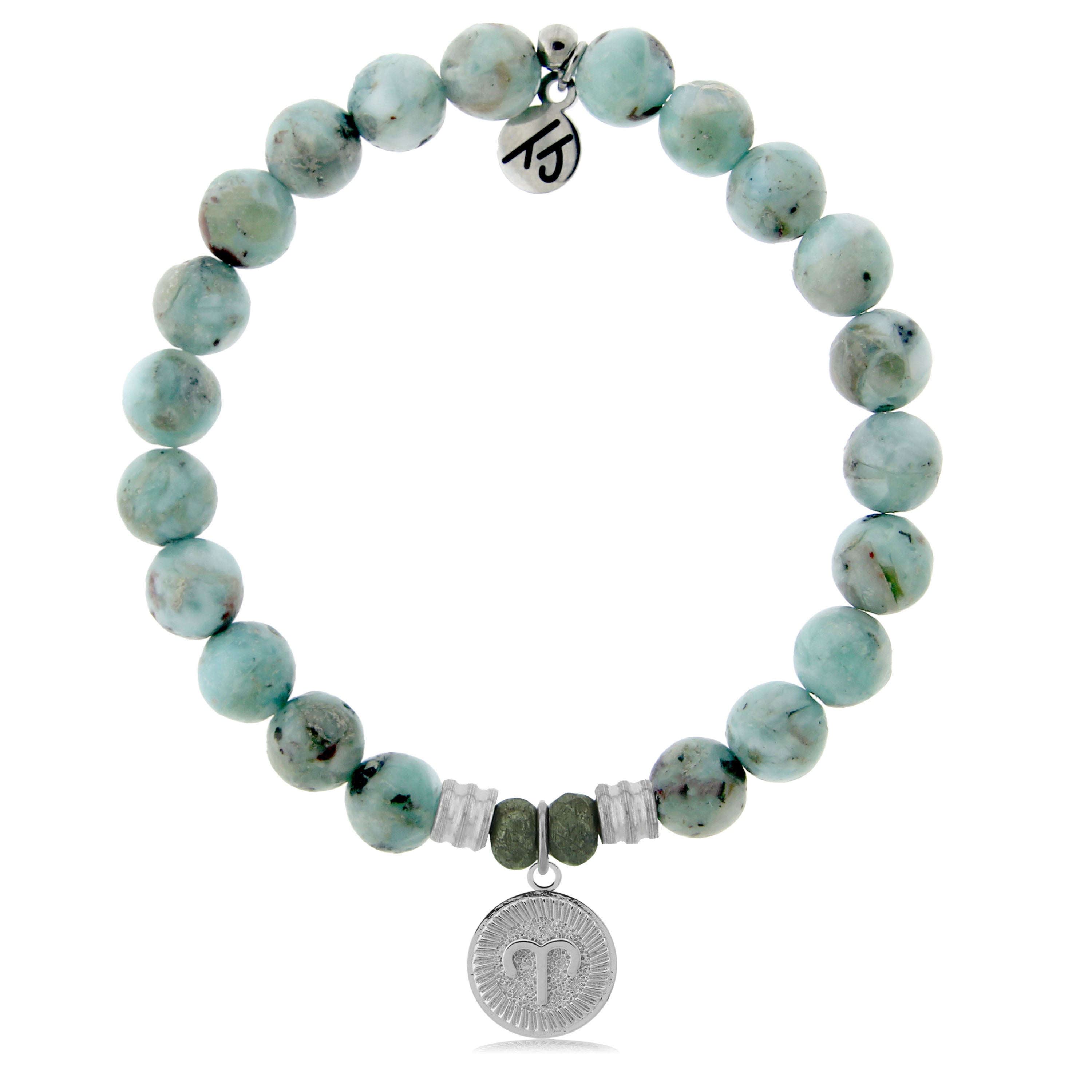 Zodiac Collection: Larimar Gemstone Bracelet with Aries Sterling Silver Charm