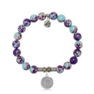 Zodiac Collection: Purple Blue Jasper Gemstone Bracelet with Gemini Sterling Silver Charm
