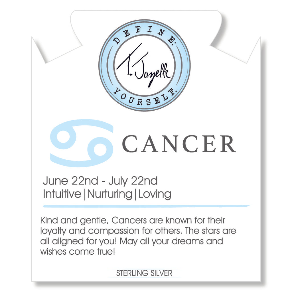 Zodiac Collection: Sakura Agate Gemstone Bracelet with Cancer Sterling Silver Charm