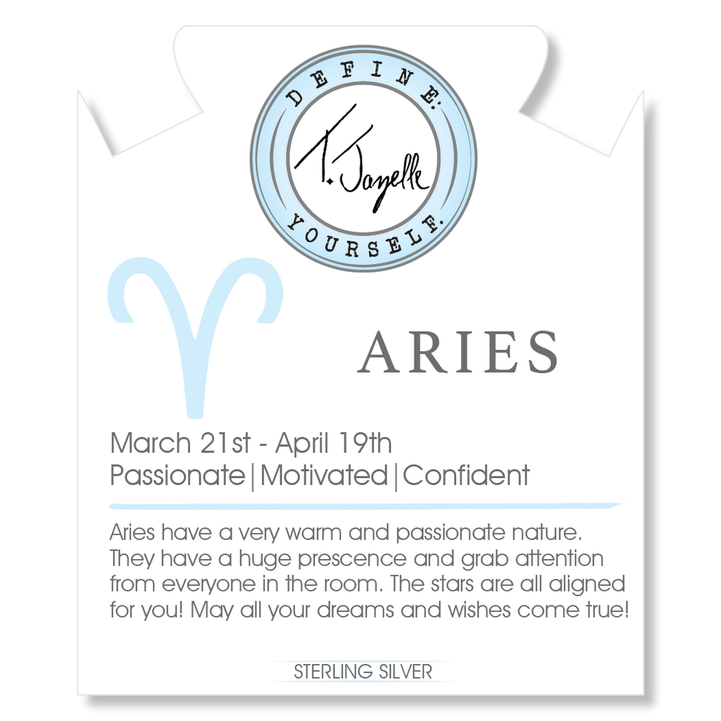 Zodiac Collection: Sky Blue Jade Gemstone Bracelet with Aries Sterling Silver Charm