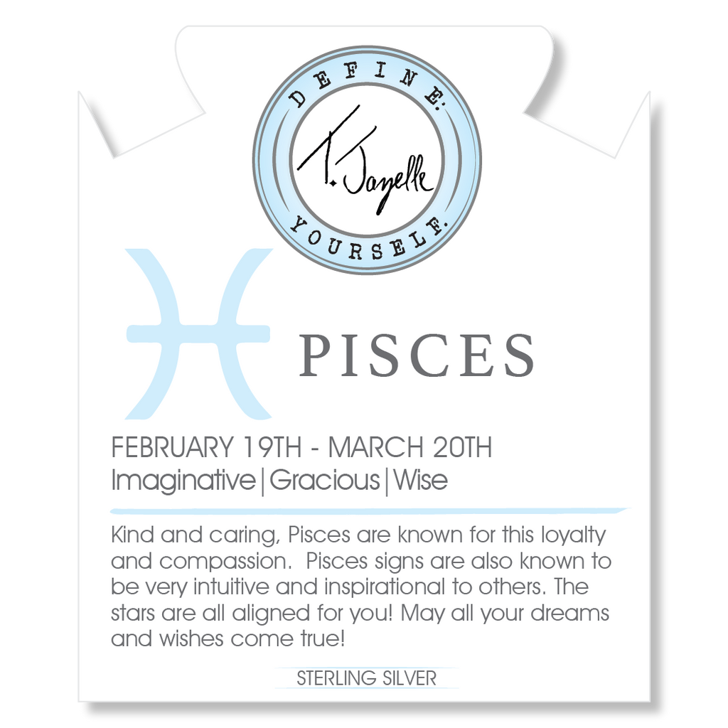 Zodiac Collection - Sky Blue Jade Stone Bracelet with Pisces Sterling Silver Charm