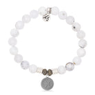 Zodiac Collection: White Chalcedony Gemstone Bracelet with Pisces Sterling Silver Charm