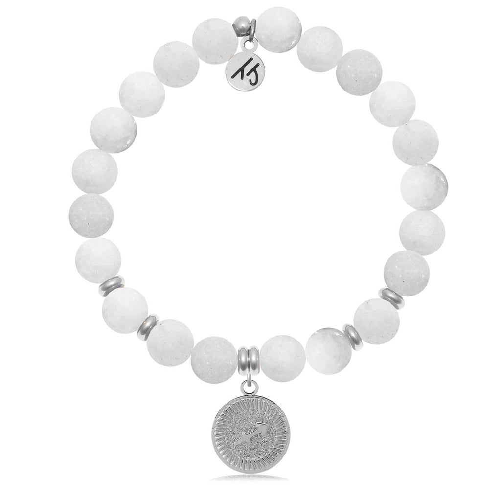 Zodiac Collection - White Moonstone Stone Bracelet with Sagittarius Sterling Silver Charm