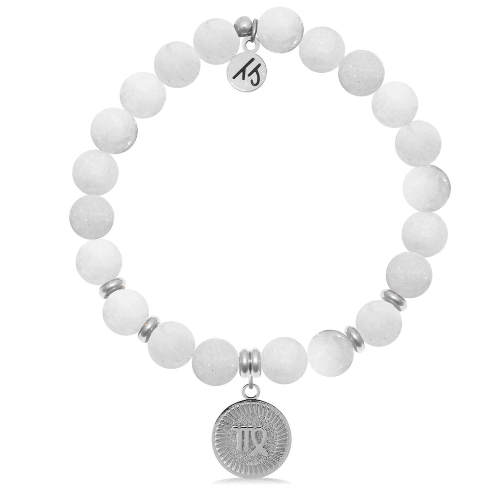 Zodiac Collection - White Moonstone Stone Bracelet with Virgo Sterling Silver Charm