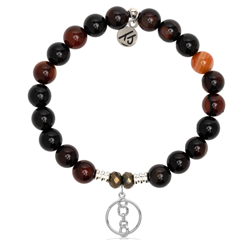 Sardonyx Stone Bracelet with Connection Sterling Silver Charm