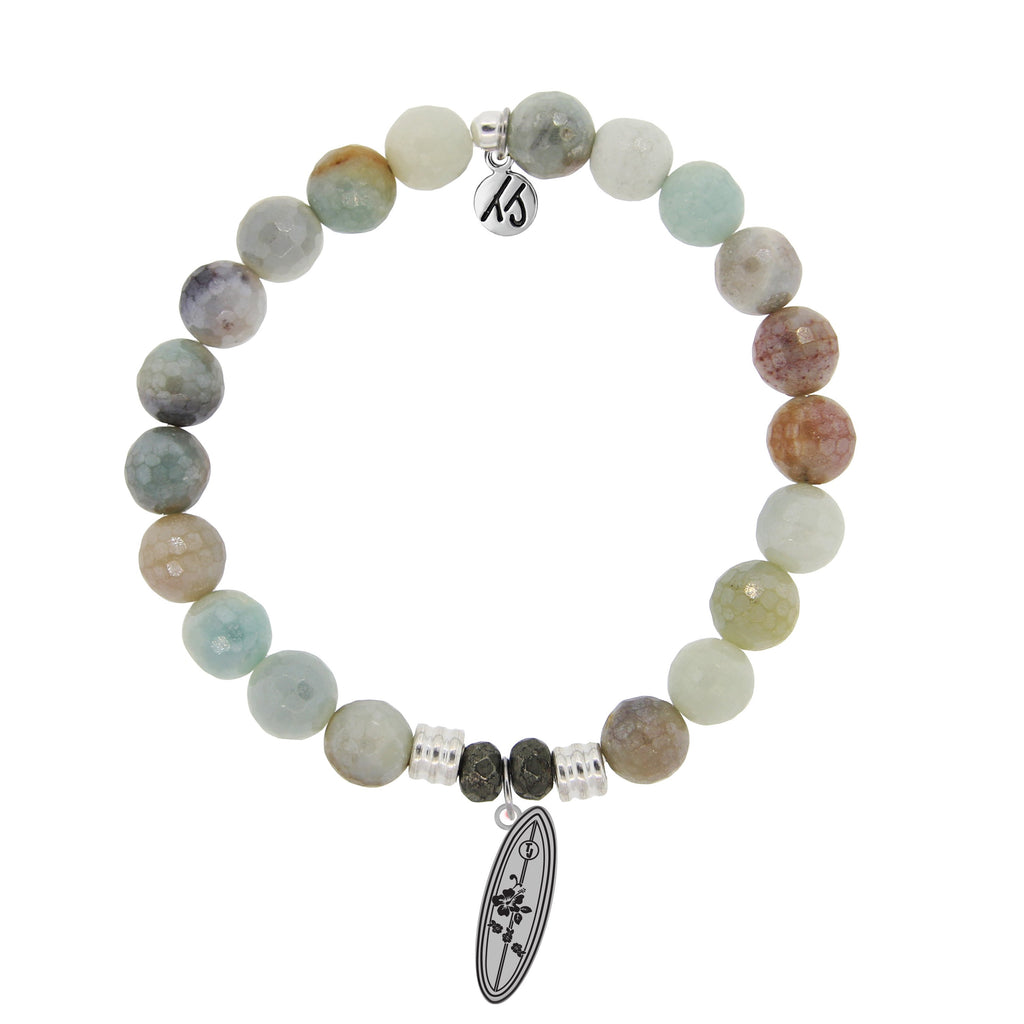 Amazonite Stone Bracelet with Ride The Wave Sterling Silver Charm