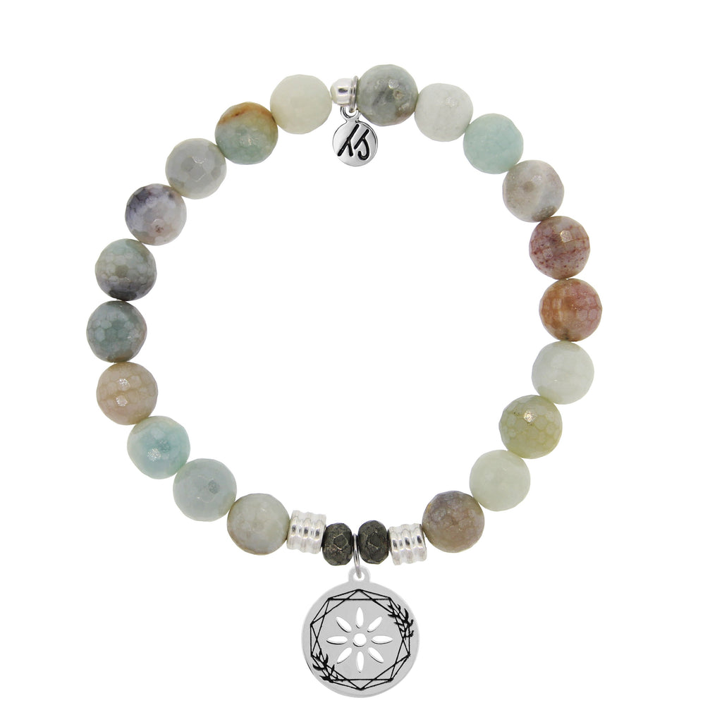 Amazonite Stone Bracelet with Thank You Sterling Silver Charm