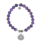 Amethyst Stone Bracelet with Happy Buddha Sterling Silver Charm