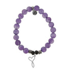 Amethyst Gemstone Bracelet with Infinity Heart Sterling Silver Charm Tiffany Jazelle