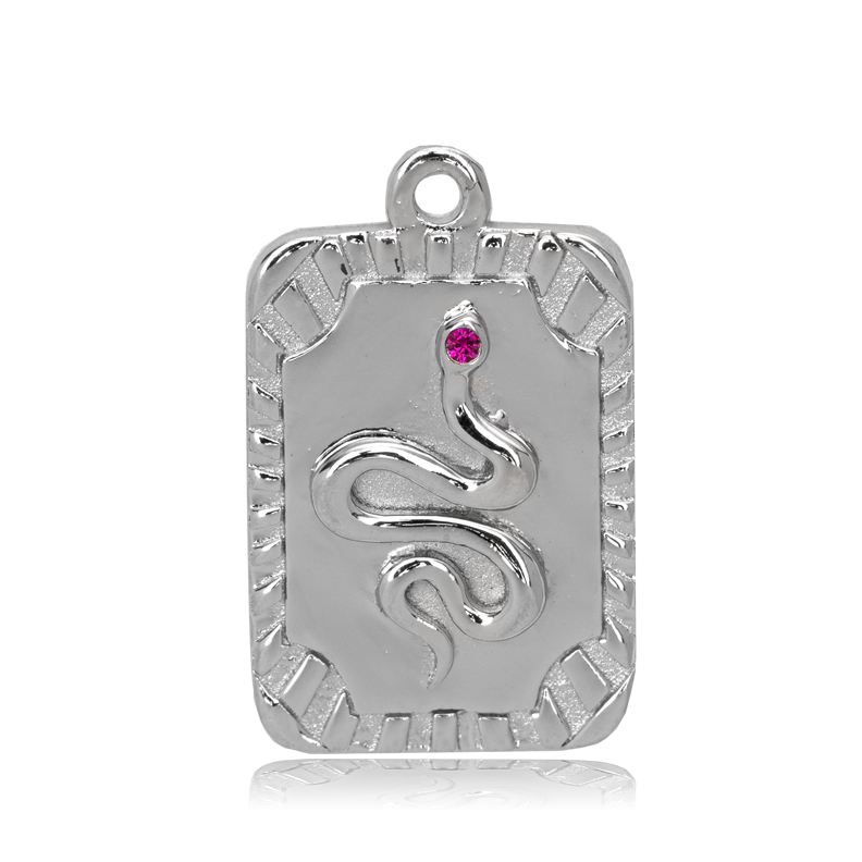Amethyst Stone Bracelet with Snake Sterling Silver Charm