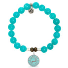 Aqua Amazonite Stone Bracelet with Cape Cod Enamel Sterling Silver Charm