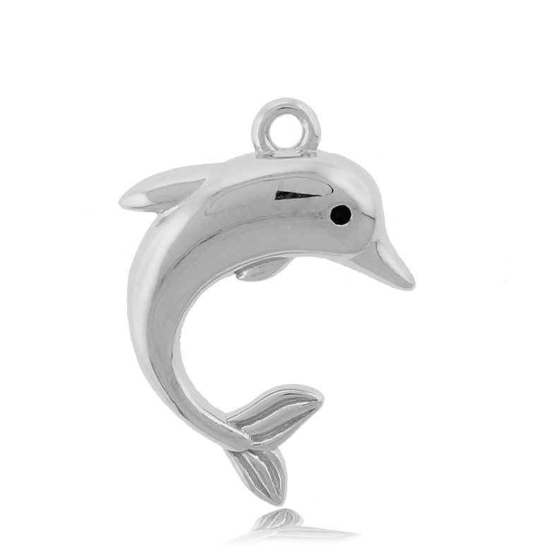 Aqua Amazonite Stone Bracelet with Dolphin Sterling Silver Charm