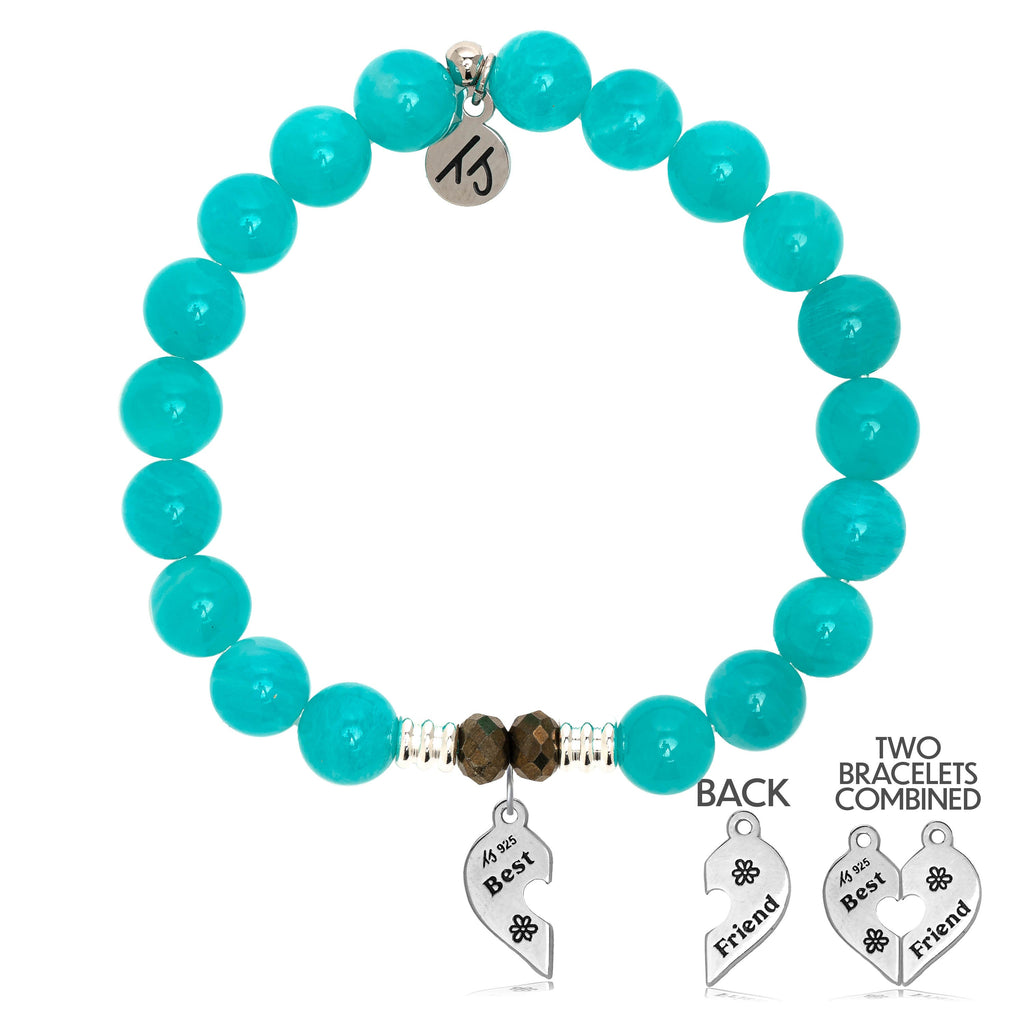 Aqua Amazonite Stone Bracelet with Forever Friends Sterling Silver Charm