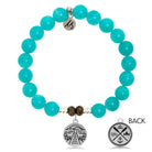 Aqua Amazonite Stone Bracelet with Lake Life Sterling Silver Charm