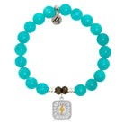 Aqua Amazonite Stone Bracelet with Lightning Bolt Sterling Silver Charm
