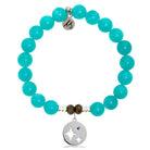 Aqua Amazonite Stone Bracelet with Mother Son Sterling Silver Charm