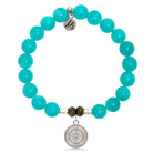 Aqua Amazonite Stone Bracelet with North Star Sterling Silver Charm