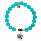 Aqua Amazonite Stone Bracelet with Turtle Sterling Silver Charm