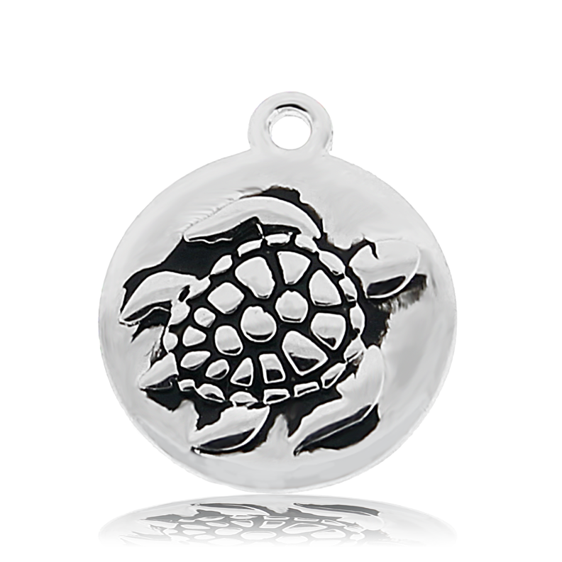 Aqua Amazonite Stone Bracelet with Turtle Sterling Silver Charm