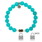 Aqua Amazonite Stone Bracelet with Unbreakable Sterling Silver Charm