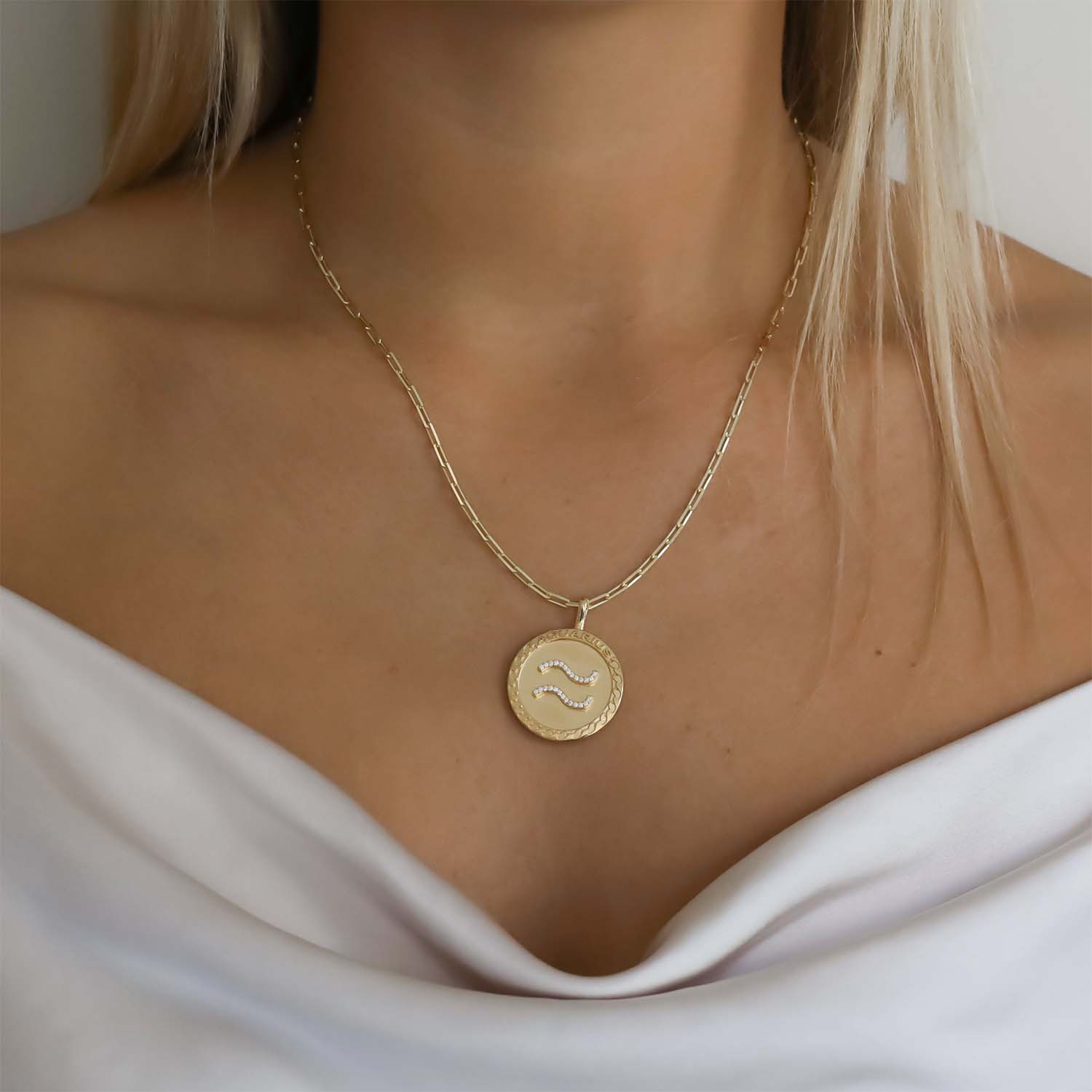 Aquarius Gold Vermeil Zodiac Necklace