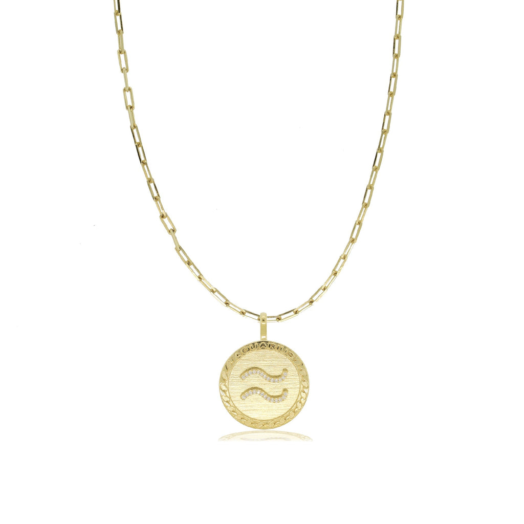 Aquarius Gold Zodiac Necklace