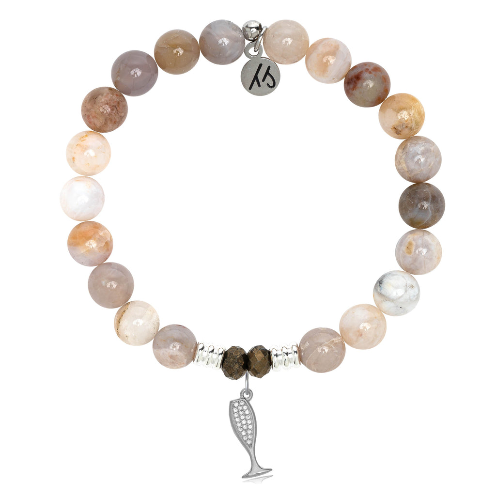 Australian Agate Stone Bracelet with Cheers Sterling Silver Charm
