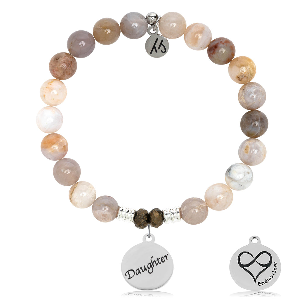 Australian Agate Stone Bracelet with Daughter Sterling Silver Charm