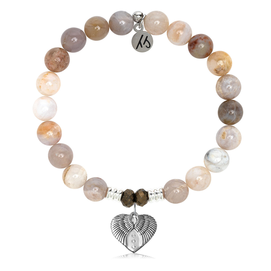 Australian Agate Stone Bracelet with Heart of Angels Sterling Silver Charm