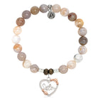Australian Agate Stone Bracelet with Heart Sister Sterling Silver Charm