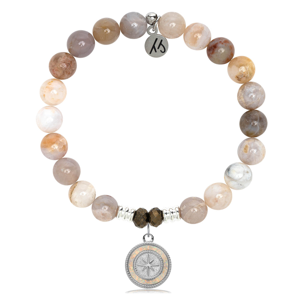 Australian Agate Stone Bracelet with North Star Sterling Silver Charm