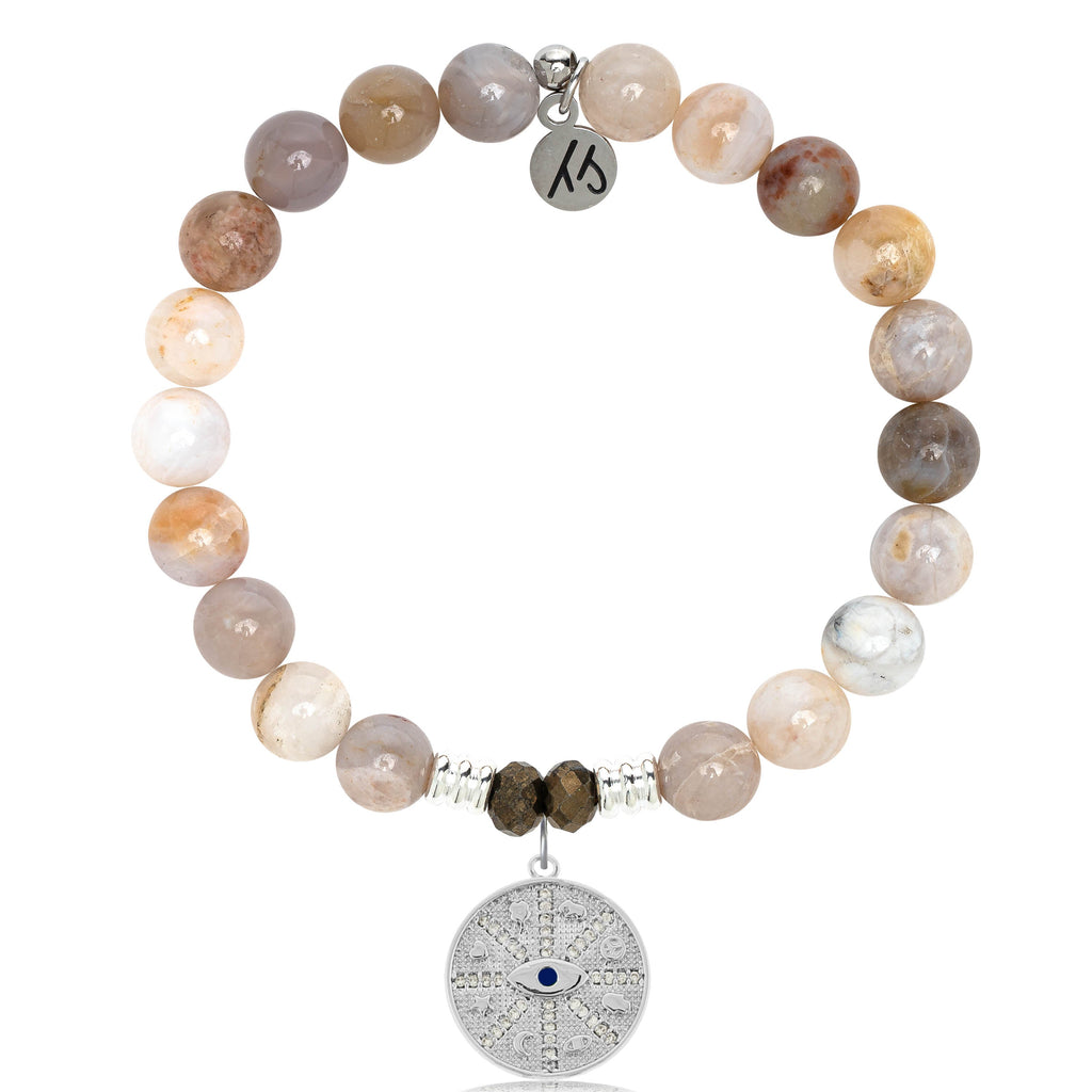 Australian Agate Stone Bracelet with Protection Sterling Silver Charm
