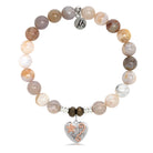Australian Agate Stone Bracelet with Renewal Heart Sterling Silver Charm