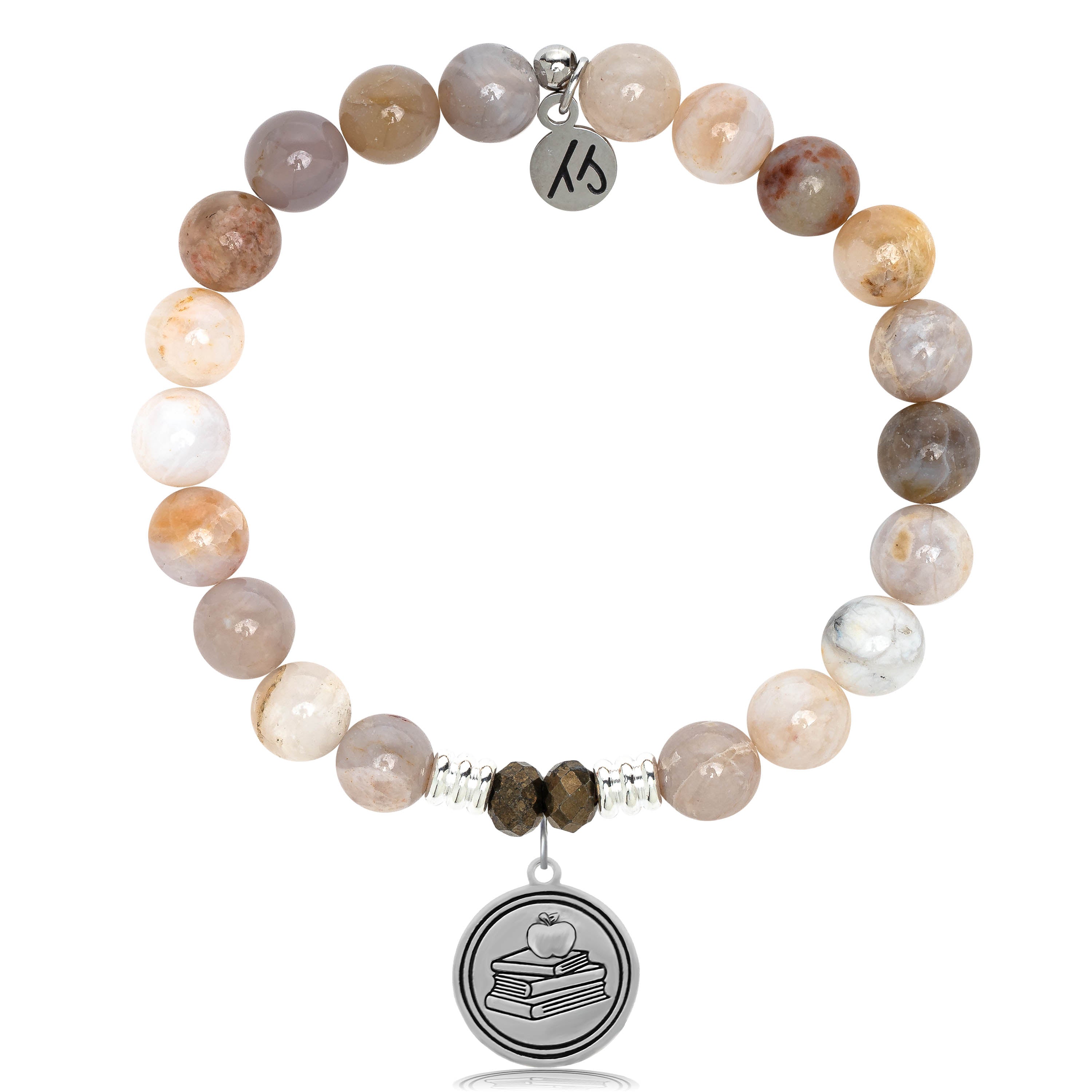 Australian Agate Stone Bracelet with Teacher Sterling Silver Charm